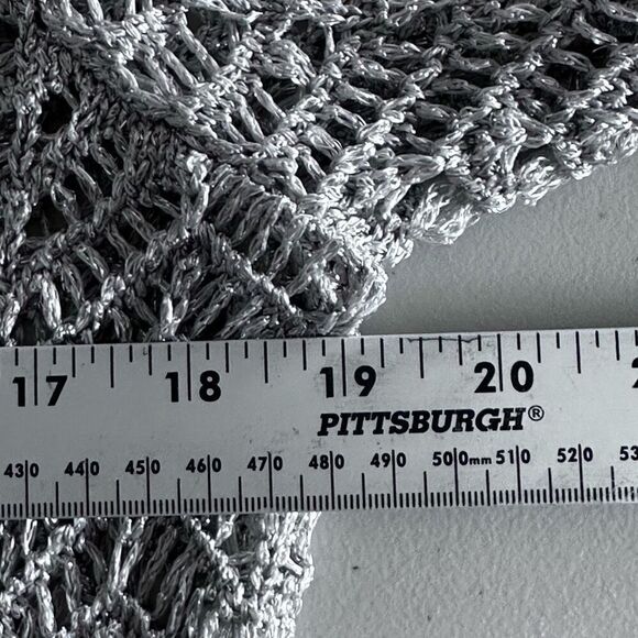 Chico’s Shine Stitch Theodora Pullover Sweater Womens 0 (S) Silver Open Knit - Picture 11 of 12